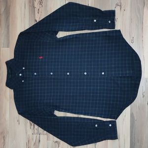 90s Vintage Polo Ralph Lauren Boys Medium Button Down Navy Plaid Flannel Shirt